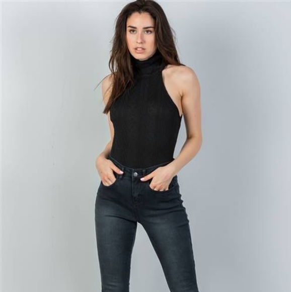 RESTOCKED! NAOMI CABLE KNIT SWEATER BODYSUIT black - Picture 3 of 8